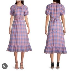 LIKEYLY Payson side cutout plaid midi dress